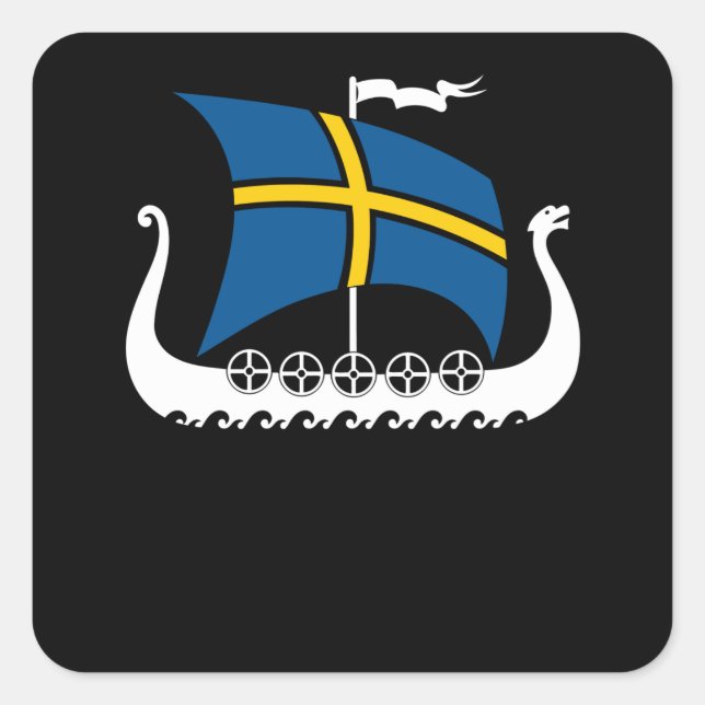 Schweden Viking Ship Valhalla Swedish Viking Ship Quadratischer Aufkleber (Vorderseite)