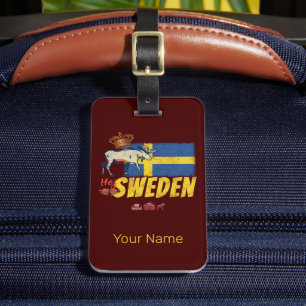 Schweden Vintage Flagge Retro Elche Urlaub Souveni Gepäckanhänger