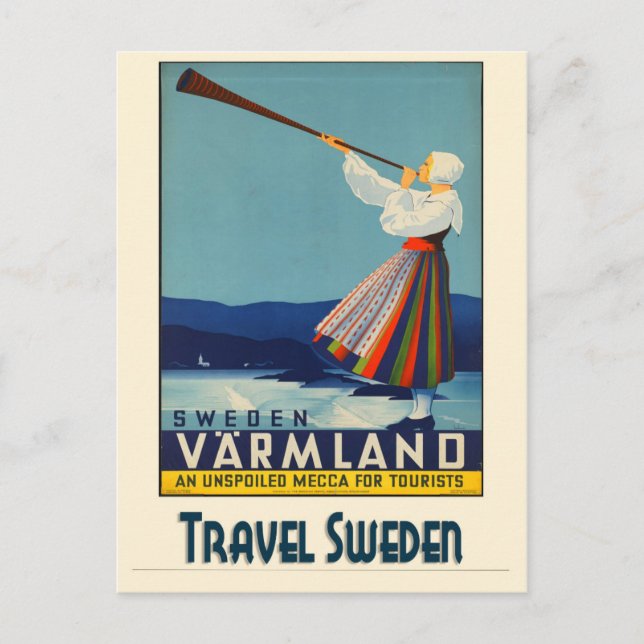 Schweden Vintage Travel Poster Postkarte (Vorderseite)