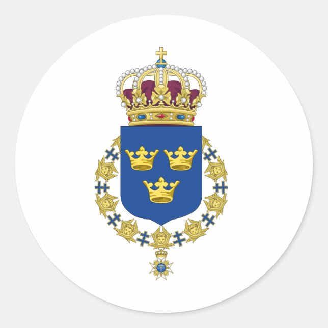 Schweden-Wappen Runder Aufkleber (Vorderseite)