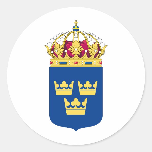 Schweden-Wappen Runder Aufkleber (Vorderseite)