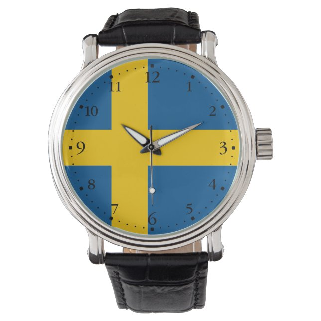 Schwedenflagge Armbanduhr (Vorderseite)