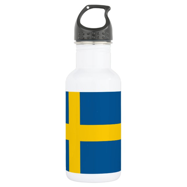Schwedenflagge Edelstahlflasche (Vorderseite)