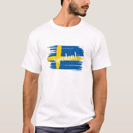 Schwedenflagge für künstlerische Pinselstriche T-Shirt