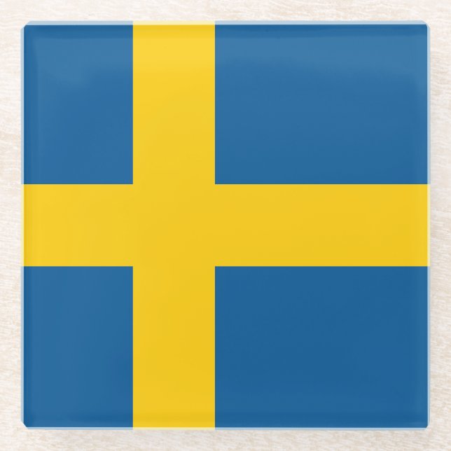Schwedenflagge Glasuntersetzer (Vorderseite)