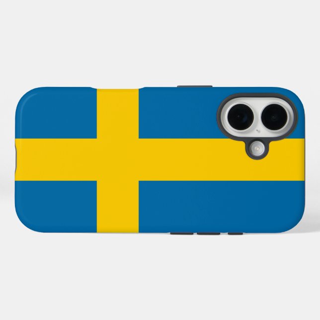 Schwedenflagge iPhone 16 Hülle (Rückseite (Horizontal))