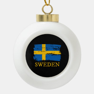 Schwedenflagge Keramik Kugel-Ornament