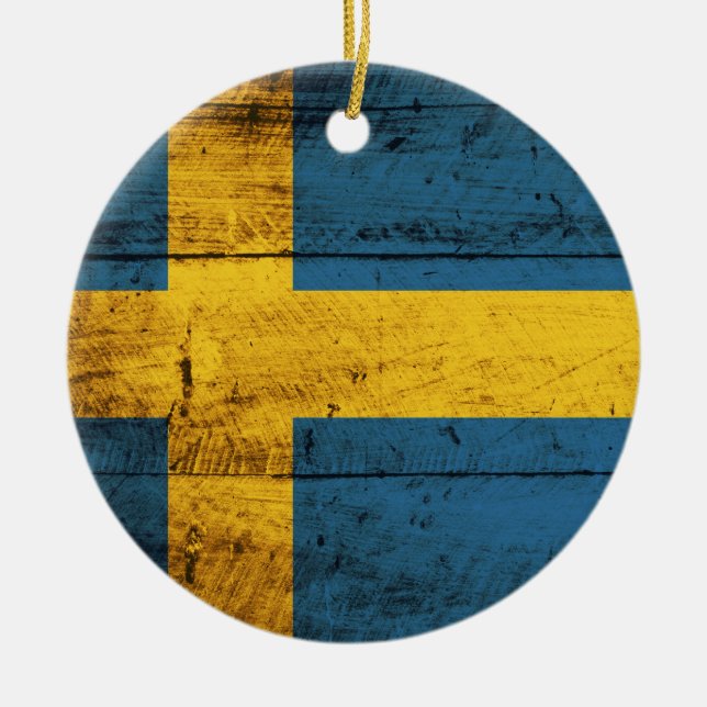Schwedenflagge Keramik Ornament (Vorne)