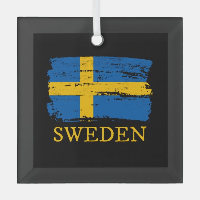 Schwedenflagge Ornament Aus Glas (Vorderseite)