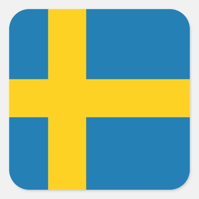 Schwedenflagge Quadratischer Aufkleber (Vorderseite)