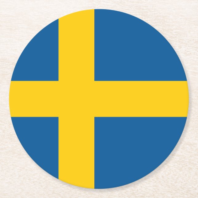 Schwedenflagge Runder Pappuntersetzer (Vorderseite)