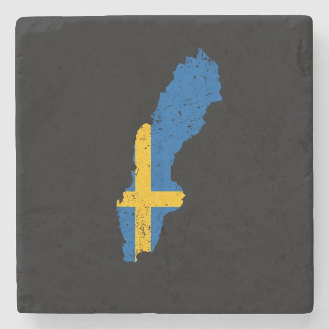 Schwedenflagge Steinuntersetzer (Vorderseite)