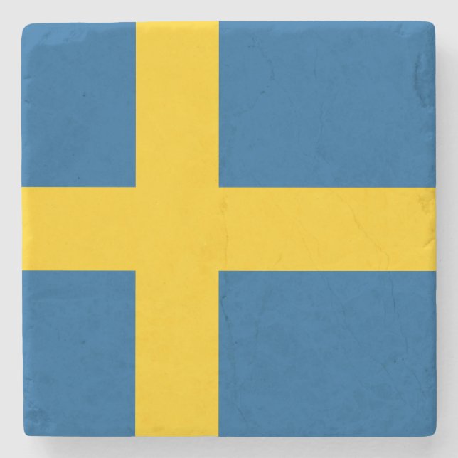 Schwedenflagge Steinuntersetzer (Vorderseite)