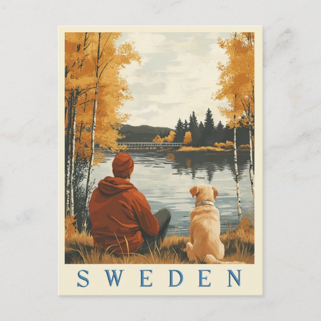 Schwedens Beauty Vintage Reise Postkarte (Vorderseite)