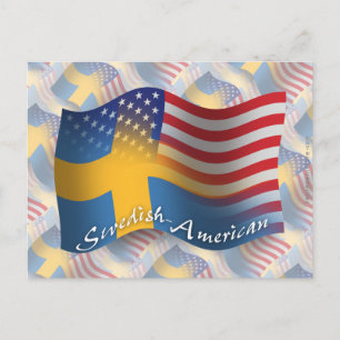 Schwedisch-amerikanische Wave-Flagge Postkarte