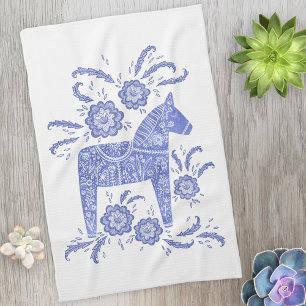 Schwedisch Dala Horse Blau und Weiße Küchentücher