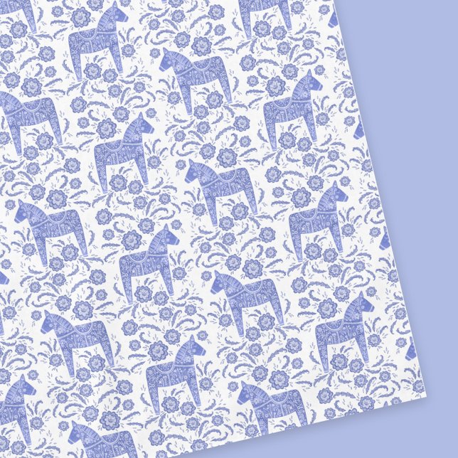 Schwedisch Dala Horse Blue und White Tablecloth Tischdecke (Von Creator hochgeladen)