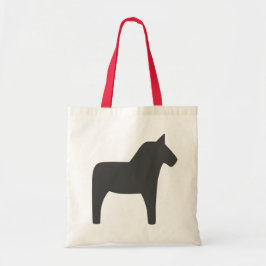 Schwedisch Dala Horse Dark Gray Tragetasche