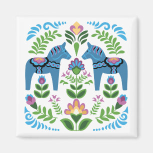 Schwedisch Dala Horses Blue Magnet