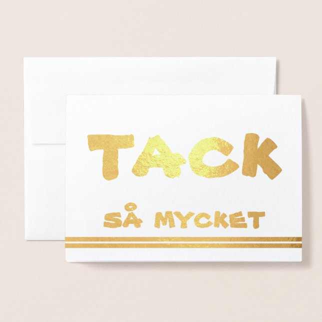 Schwedisch danke für Gold Folienkarte (Vorderseite mit Umschlag)