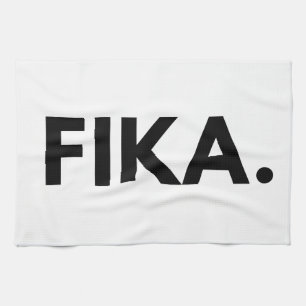 Schwedisch Fika Bold Black and White Sans Serif Geschirrtuch