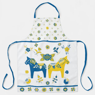 Schwedisch Folk Dala Horse l Blue und Yellow Schürze