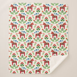 Schwedisch Red Dala Horses Sherpa Blanket Sherpadecke