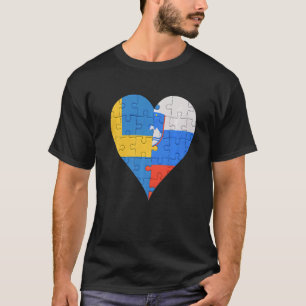 Schwedisch-Slowenisches Flaggenherz T-Shirt