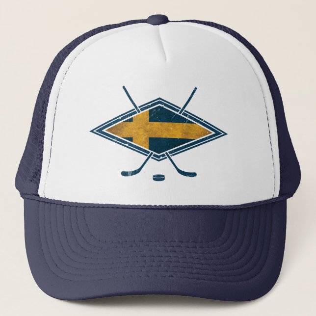 Schwedisch Sverige Ice Hockey Mesh Hat Truckerkappe (Vorderseite)
