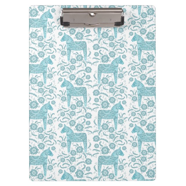 Schwedische Dala Horse Aquamarine Kunst des Grünen Klemmbrett (Vorderseite)