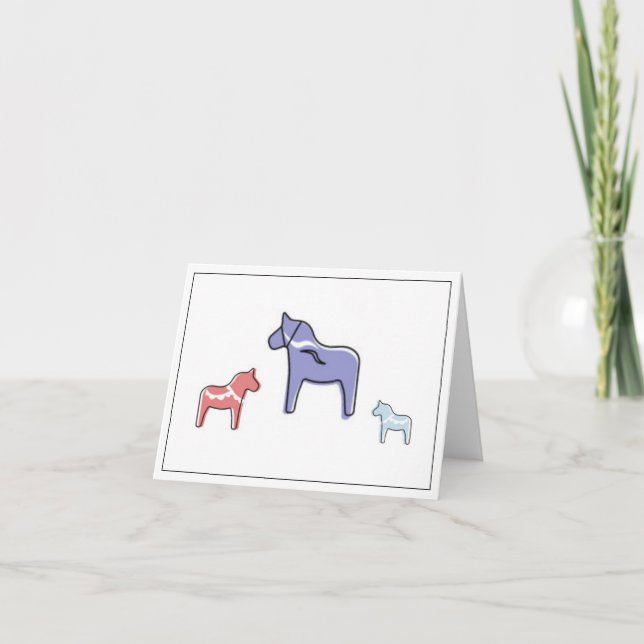 Schwedische Dala Horse Grußkarte Karte (Vorderseite)