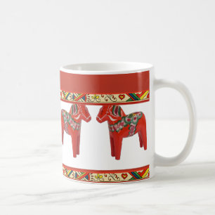 Schwedische Dala Pferde mit Weihnachten Folkloreku Kaffeetasse