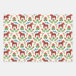 Schwedische Dala Pferde Red Geschenkpapier Set