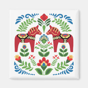 Schwedische Dala Pferde Red Magnet