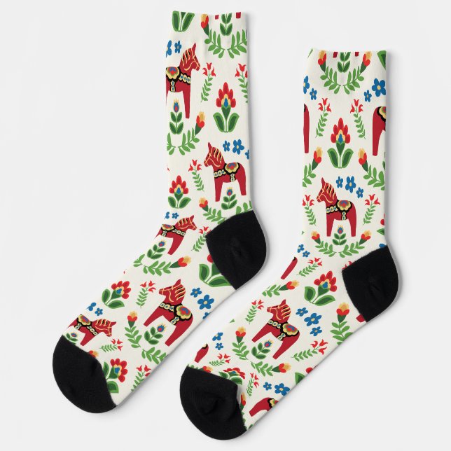 Schwedische Dala Pferde Red Socken (Linkes Detail)