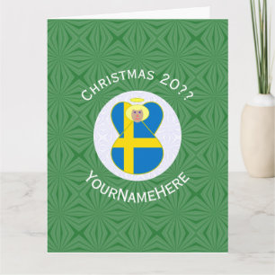 Schwedische Engel-Weihnachtsflagge Personalisiert  Karte