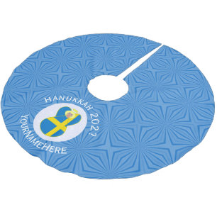 Schwedische Engels-Hanukkah-Flagge Personalisiert  Polyester Weihnachtsbaumdecke
