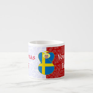 Schwedische Engelsflagge auf Rot und Weiß Personal Espressotasse