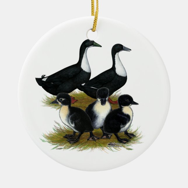 Schwedische Enten-Familie Keramikornament (Vorne)