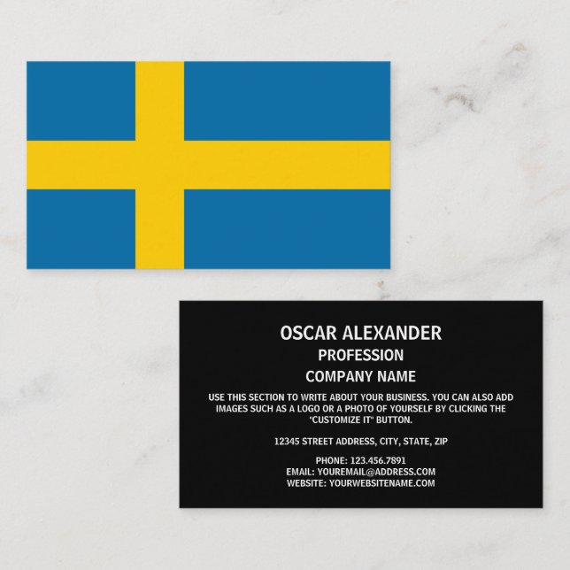 Schwedische Flagge, Flagge Schwedens Visitenkarte (Vorne/Hinten)