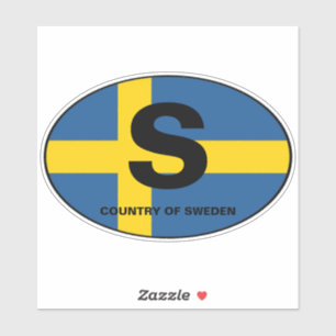 Schwedische Flagge Oval Ländercode Auto Aufkleber