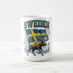 Schwedische Flagge Patriotischer Elch Wikinger-Fei Kaffeetasse