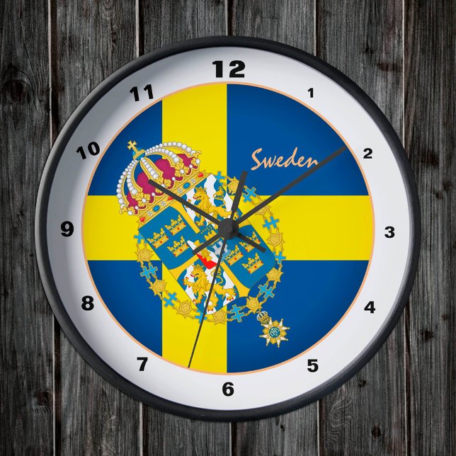 Schwedische Flagge & Schweden Trendmode /Design Runde Wanduhr (Von Creator hochgeladen)