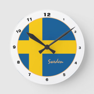 Schwedische Flagge & Schweden trendy Home / Design Runde Wanduhr