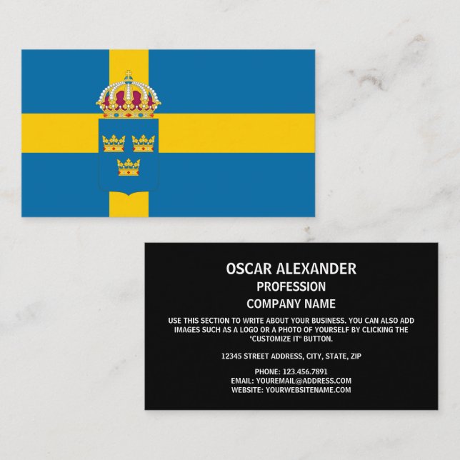 Schwedische Flagge und Wappen, Flagge Schwedens Visitenkarte (Vorne/Hinten)