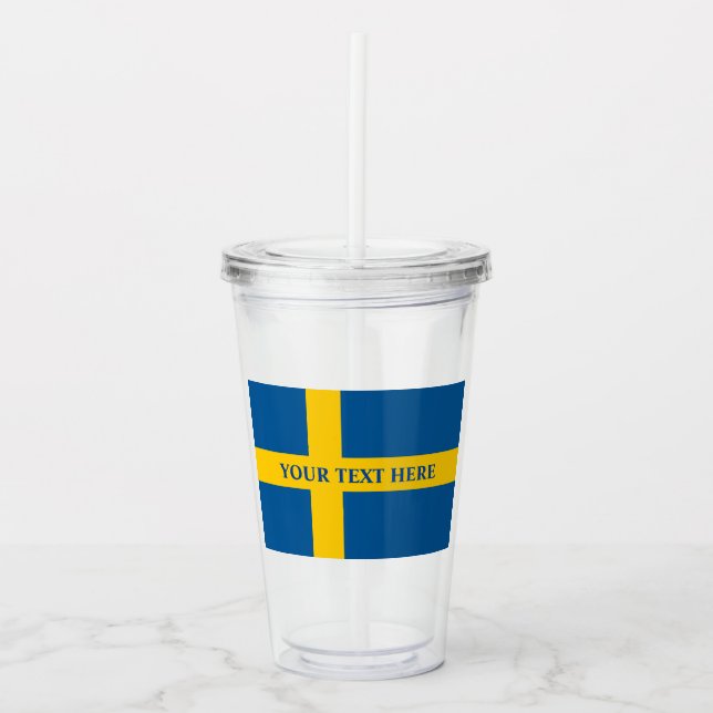 Schwedische Flagge von Schweden-Gewohnheit Acryltrinkbecher (Vorderseite)