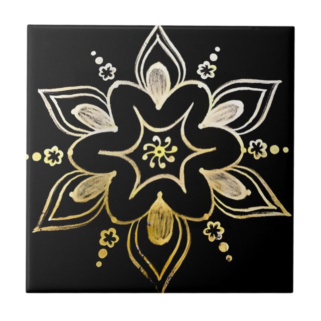 Schwedische Fliesen, moderne gelbe Blumen Fliese (Vorderseite)