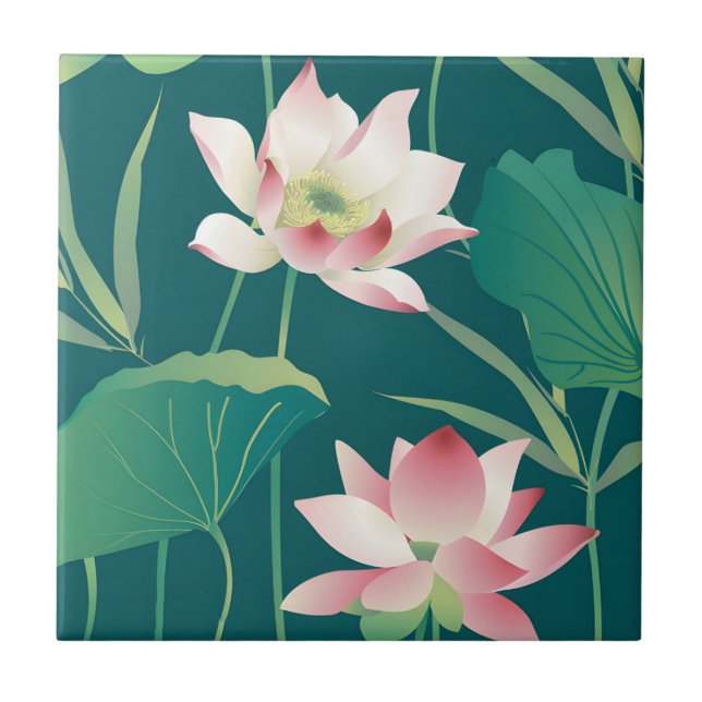 Schwedische Fliesen Traditioneller Lotus (Vorderseite)