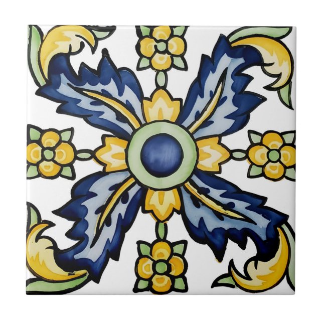 Schwedische Fliesen zartes Blumenmuster (Vorderseite)