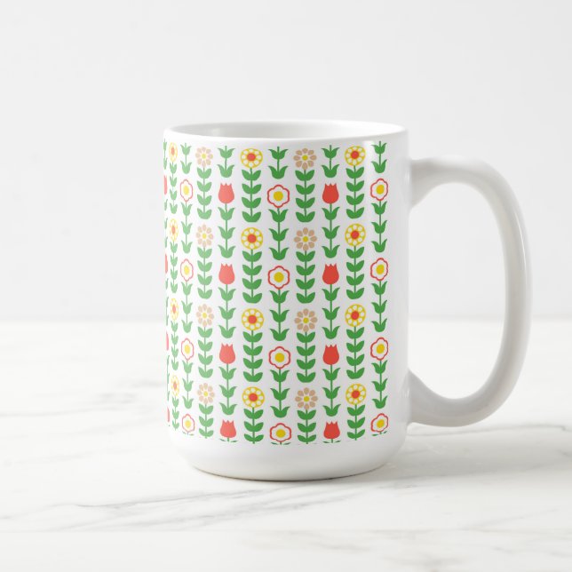 Schwedische Folk-Blume Retro Kaffeetasse (Rechts)
